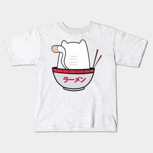 CLUMSY CAT IN THE RAMEN BOWL Kids T-Shirt